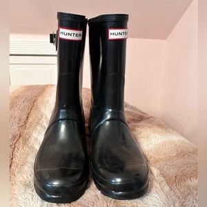 HUNTER ORIGINAL SHORT WATERPROOF RAIN BOOTS, SIZE 8